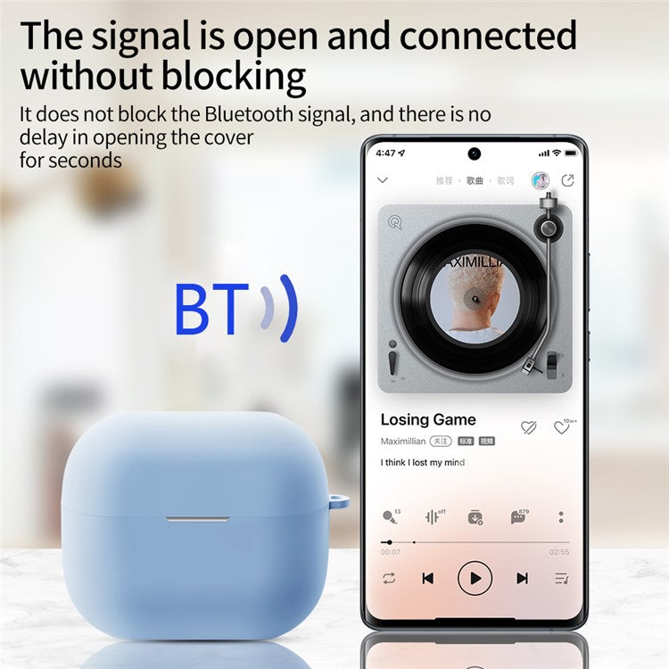 For Samsung Galaxy Buds3 / Buds3 Pro Silicone Case Bluetooth Earphone Cover with Carabiner - Blue