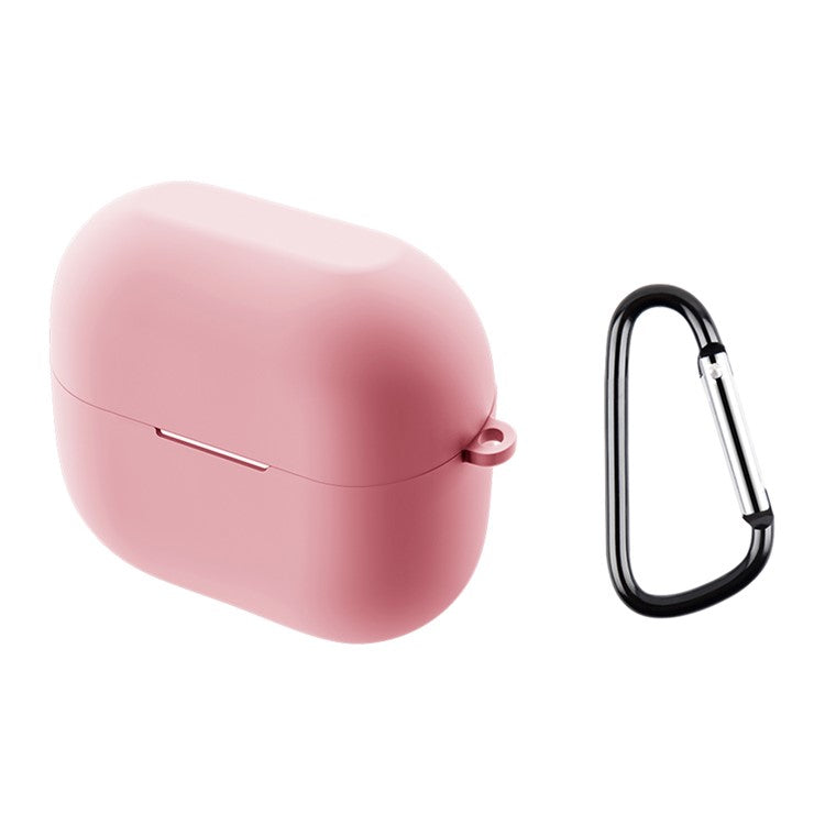 For Samsung Galaxy Buds3 / Buds3 Pro Silicone Case Bluetooth Earphone Cover with Carabiner - Pink