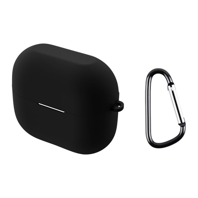 For Samsung Galaxy Buds3 / Buds3 Pro Silicone Case Bluetooth Earphone Cover with Carabiner - Black