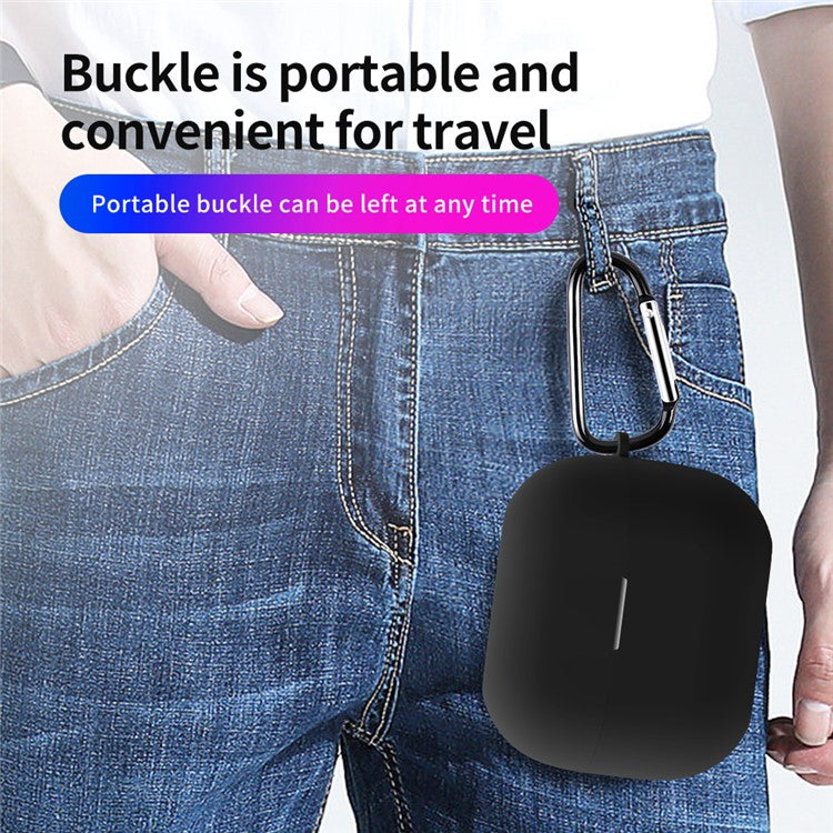 For Samsung Galaxy Buds3 / Buds3 Pro Silicone Case Bluetooth Earphone Cover with Carabiner - Black