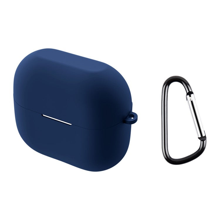 For Samsung Galaxy Buds3 / Buds3 Pro Silicone Case Bluetooth Earphone Cover with Carabiner - Dark Blue