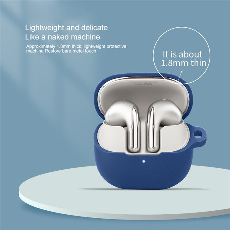 For Xiaomi Buds 5 Case Bluetooth Earphone Silicone Skin Cover with Anti-Lost Buckle - White