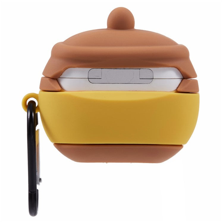 For Apple AirPods 3 Bluetooth Earphones Silicone Cover Honey Pot Protective Case with Carabiner