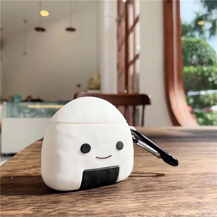 For Apple AirPods 3 Case Rice Ball Silicone Earbuds Protective Cover with Carabiner