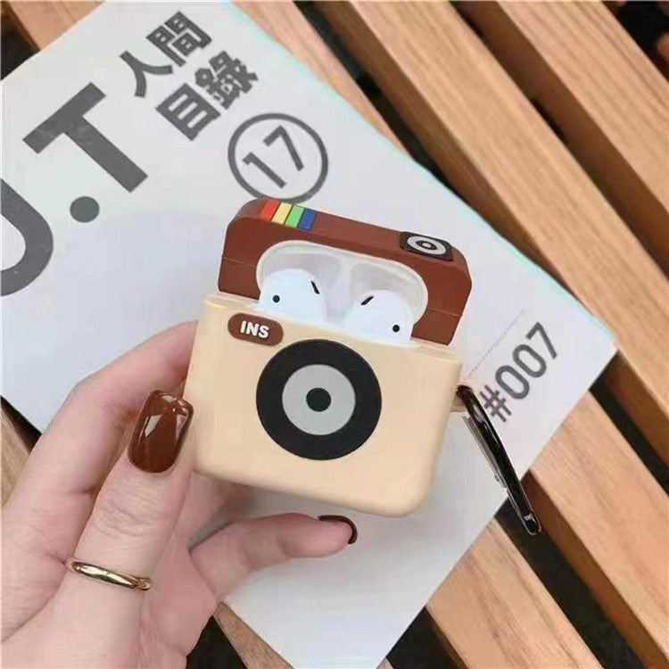 For Apple AirPods 3 Case Retro Camera Bluetooth Earphone Shockproof Silicone Cover with Carabiner