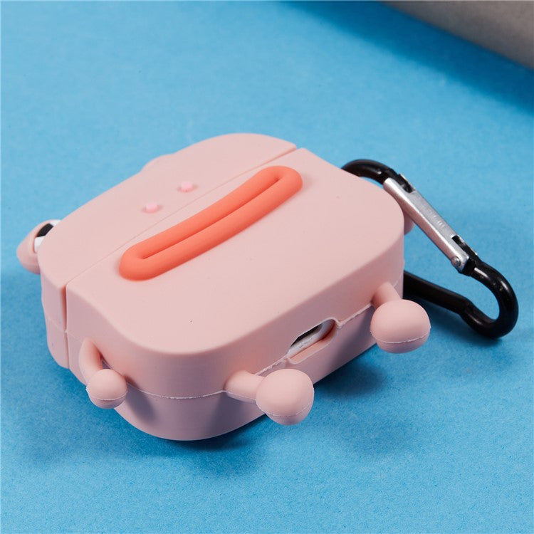 For Apple AirPods 3 Bluetooth Earphones Silicone Cover Sausage Mouth Frog Protective Case - Pink