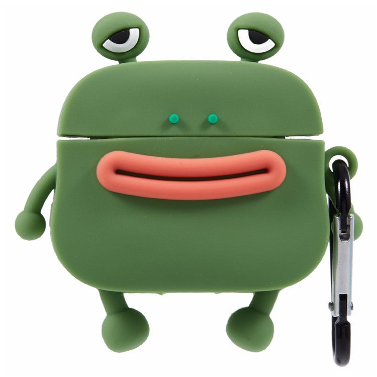 For Apple AirPods 3 Bluetooth Earphones Silicone Cover Sausage Mouth Frog Protective Case - Green