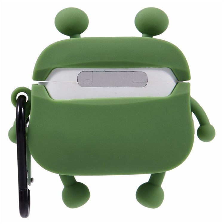 For Apple AirPods 3 Bluetooth Earphones Silicone Cover Sausage Mouth Frog Protective Case - Green