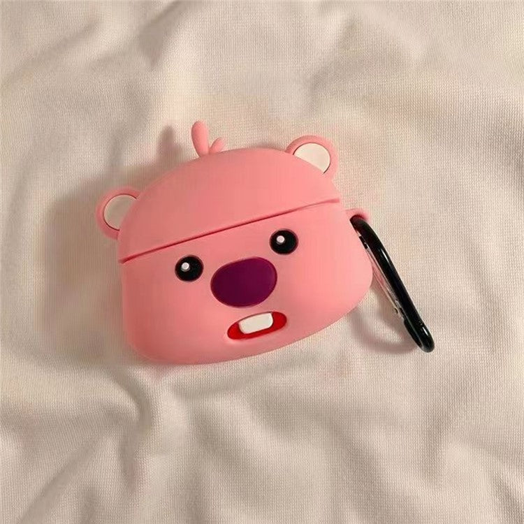For Apple AirPods 3 Silicone Case Beaver Loopy Earbuds Protective Cover with Carabiner