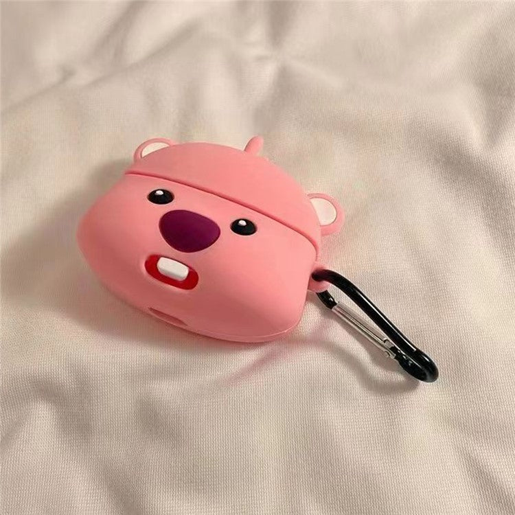 For Apple AirPods 3 Silicone Case Beaver Loopy Earbuds Protective Cover with Carabiner