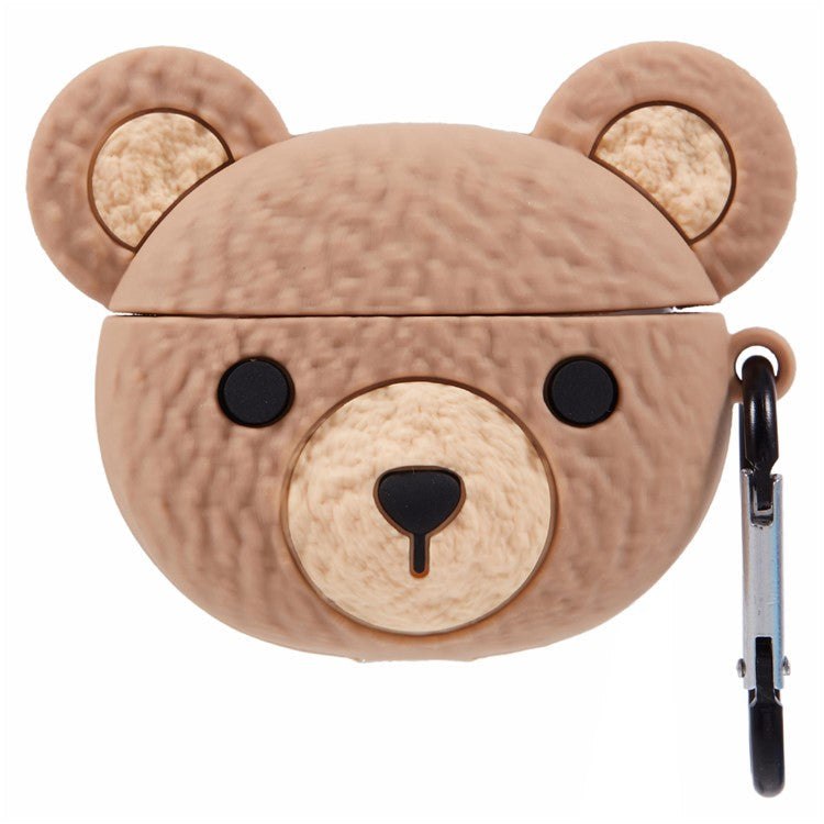 For Apple AirPods 3 Bluetooth Earphones Silicone Cover Cartoon Bear Protective Case with Carabiner