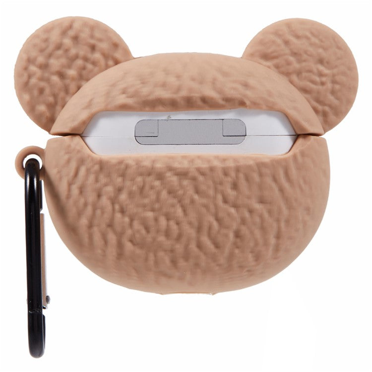For Apple AirPods 3 Bluetooth Earphones Silicone Cover Cartoon Bear Protective Case with Carabiner