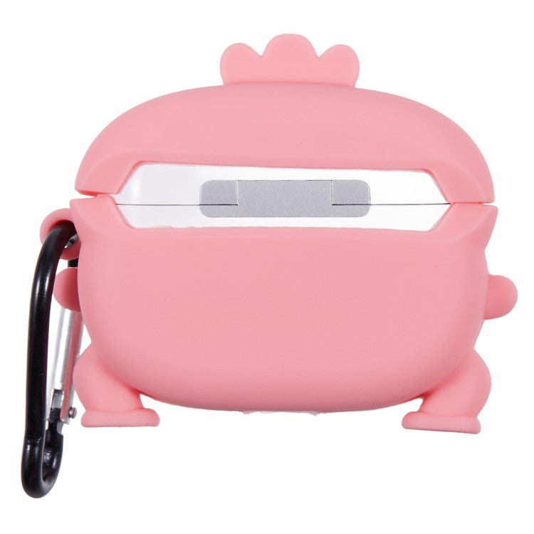 For Apple AirPods Pro Bluetooth Earphones Silicone Cover Dinosaur and Heart Protective Case - Pink