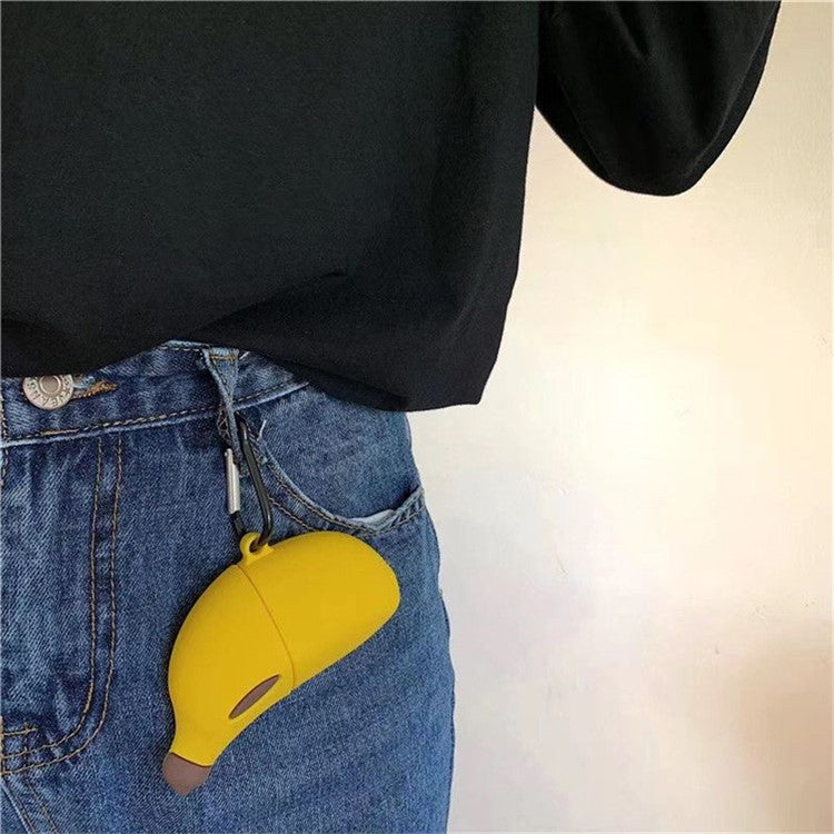 For Apple AirPods Pro Case Cute Banana Bluetooth Earphone Silicone Cover with Carabiner