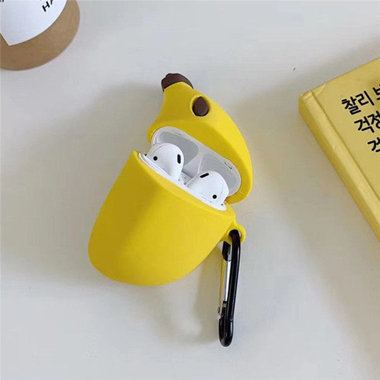 For Apple AirPods Pro Case Cute Banana Bluetooth Earphone Silicone Cover with Carabiner