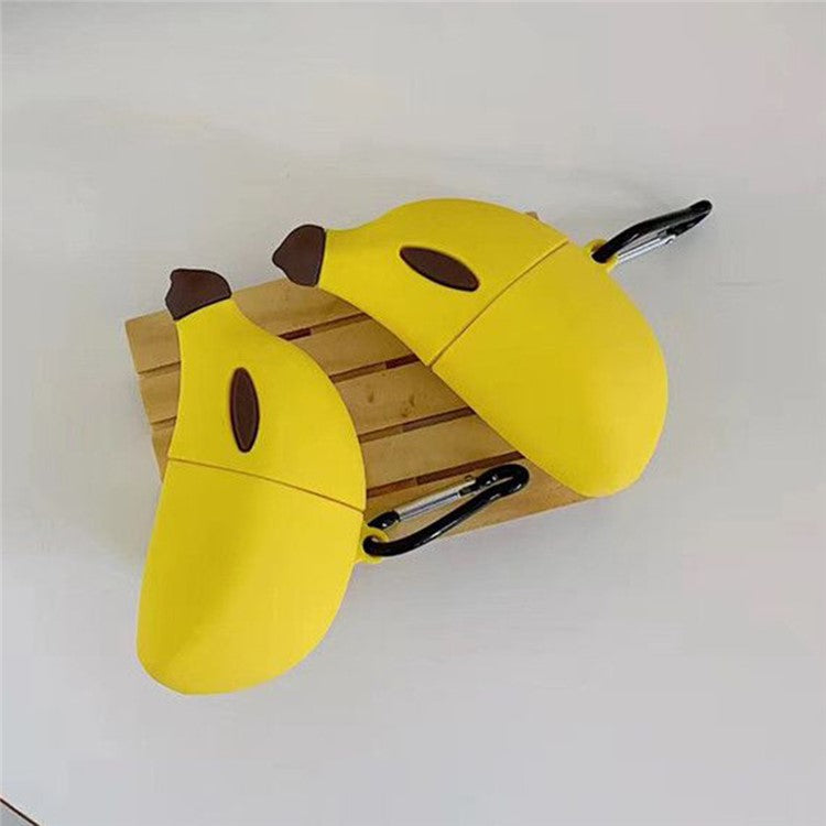 For Apple AirPods Pro Case Cute Banana Bluetooth Earphone Silicone Cover with Carabiner