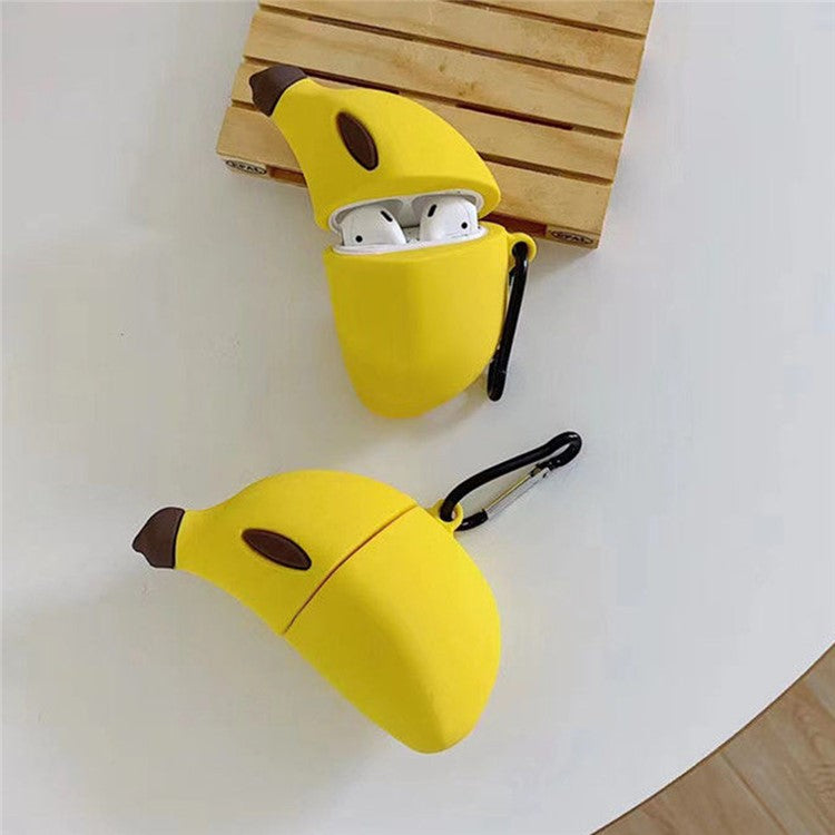 For Apple AirPods Pro Case Cute Banana Bluetooth Earphone Silicone Cover with Carabiner