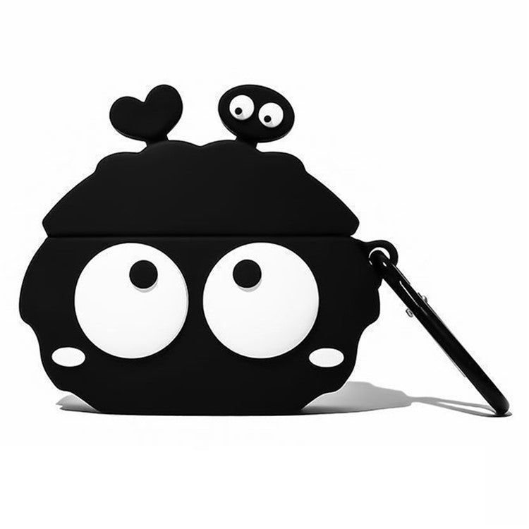 For Apple AirPods Pro Silicone Case Big Eyes Briquette Bluetooth Earphone Cover with Carabiner - Stye A