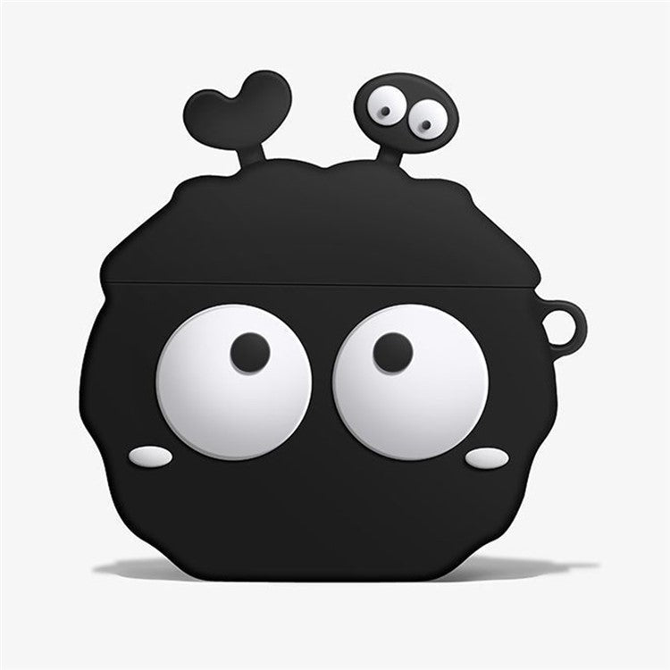 For Apple AirPods Pro Silicone Case Big Eyes Briquette Bluetooth Earphone Cover with Carabiner - Stye B