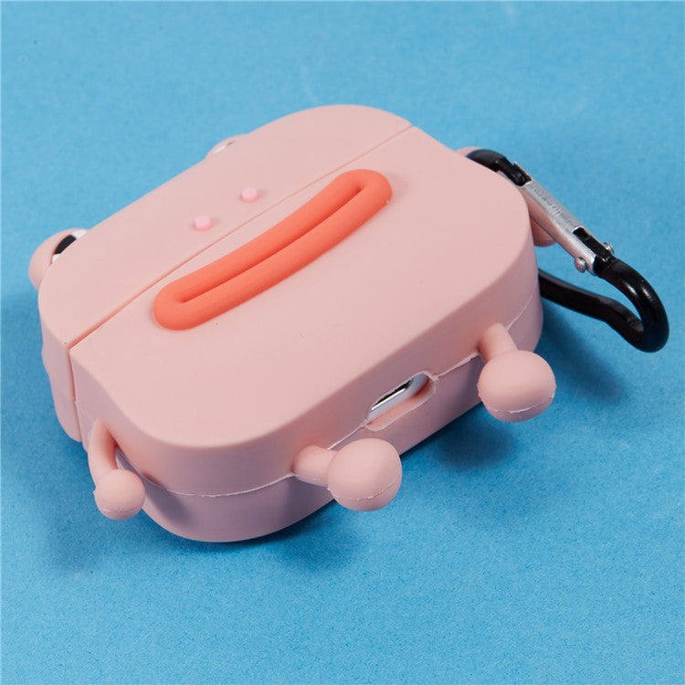 For Apple AirPods Pro Bluetooth Earphones Silicone Cover Sausage Mouth Frog Protective Case - Pink