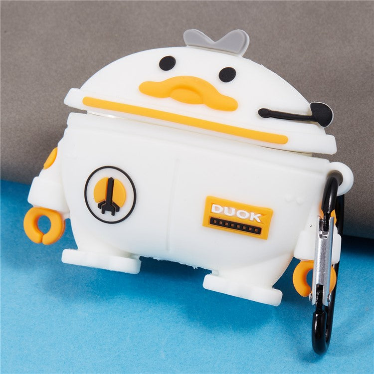 For Apple AirPods Pro Bluetooth Earphones Silicone Cover Space Duck Protective Case with Carabiner