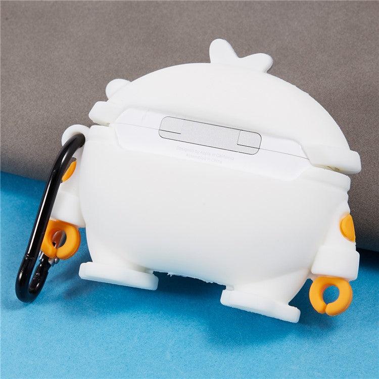 For Apple AirPods Pro Bluetooth Earphones Silicone Cover Space Duck Protective Case with Carabiner