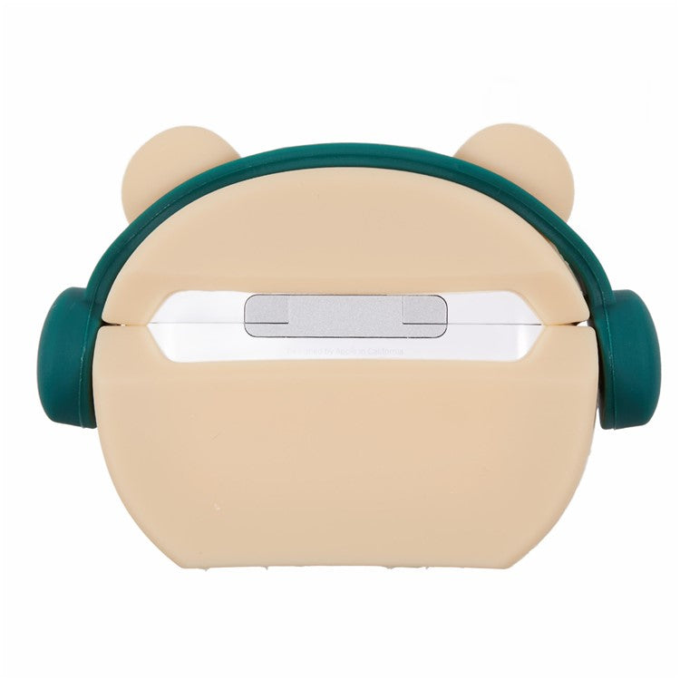 For Apple AirPods Pro Bluetooth Earphones Silicone Cover Headset Bear Protective Case with Carabiner