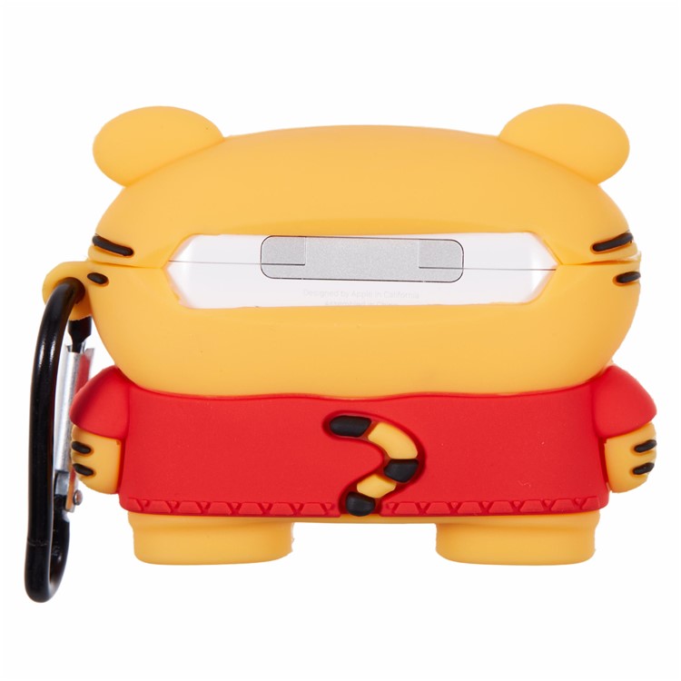 For Apple AirPods Pro Bluetooth Earphones Silicone Cover Cartoon Tiger Protective Case with Carabiner