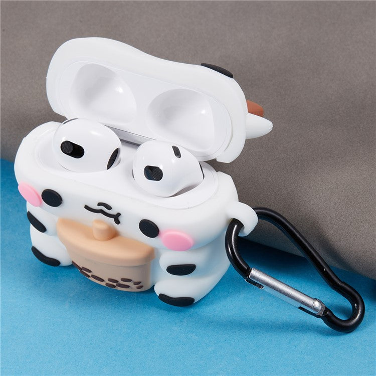 For Apple AirPods 3 Silicone Cover Milk Tea Cow Bluetooth Earphones Protective Case
