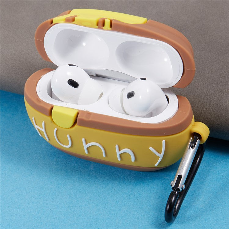 For Apple AirPods Pro Bluetooth Earphones Silicone Cover Honey Pot Protective Case with Carabiner