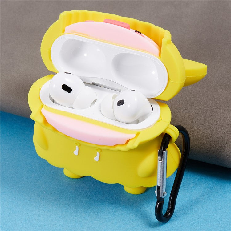 For Apple AirPods Pro Bluetooth Earphones Silicone Cover Raincoat Pig Protective Case with Carabiner