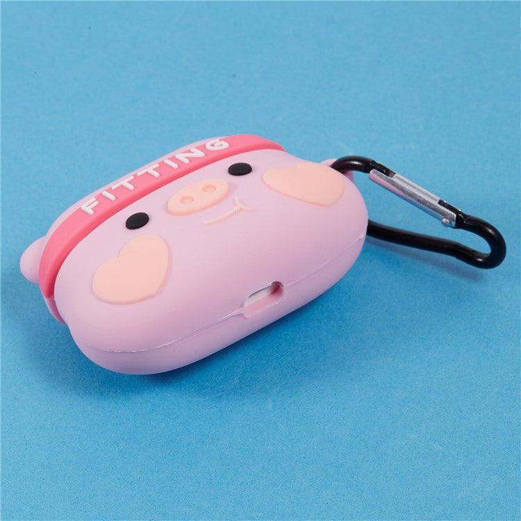 For Apple AirPods Pro Bluetooth Earphones Silicone Cover Pig Head Protective Case with Carabiner