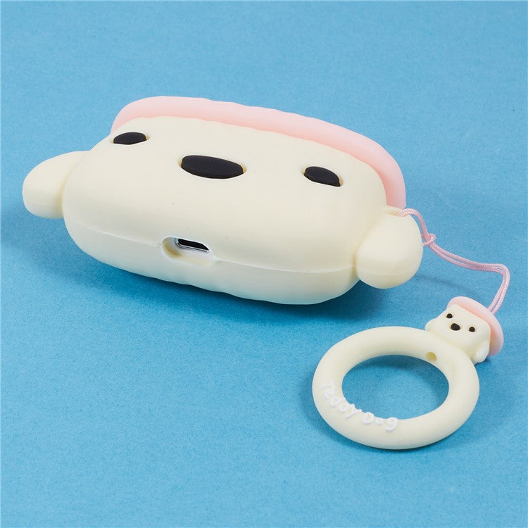 For Apple AirPods Pro Bluetooth Earphones Silicone Cover Teddy Protective Case - Beige