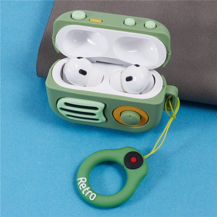 For Apple AirPods Pro Bluetooth Earphones Silicone Cover Speaker Shape Protective Case - Green
