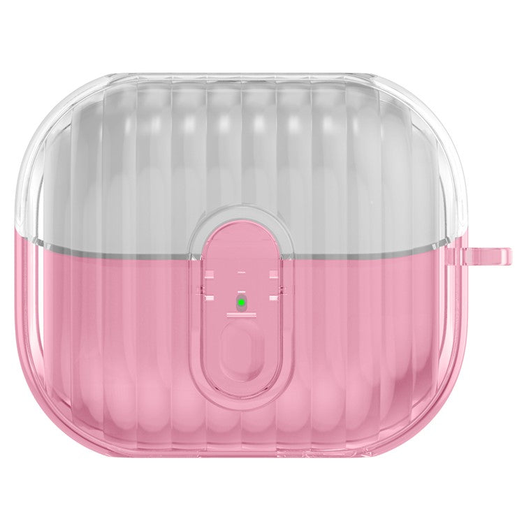 For Samsung Galaxy Buds3 Case Anti-Scratch Bluetooth Earbuds Protective Cover with Lock - Clear / Clear Pink