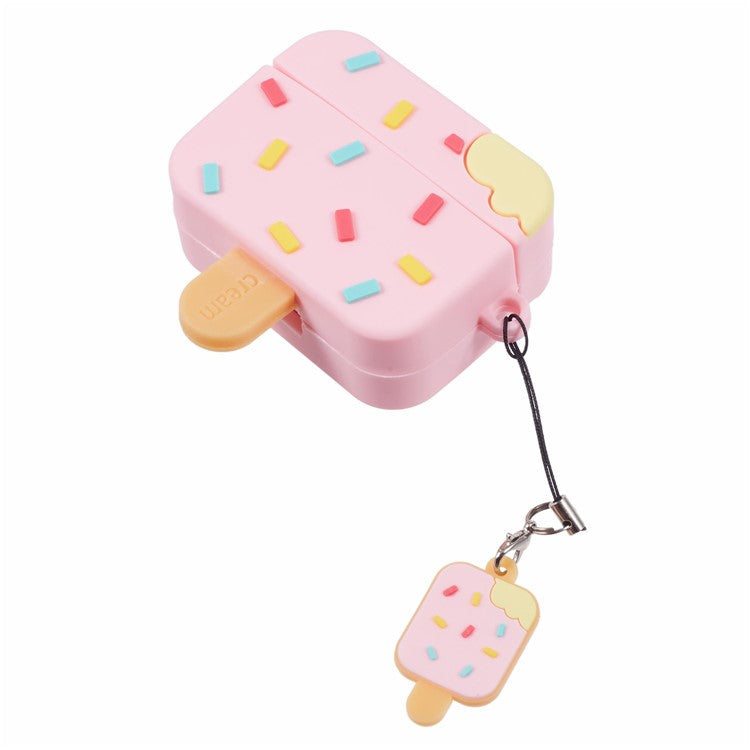 For Apple AirPods Pro Silicone Case Ice Cream Design Bluetooth Earphone Cover - Pink