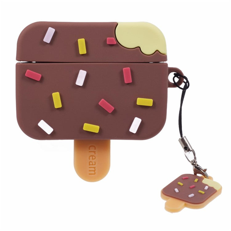 For Apple AirPods Pro Silicone Case Ice Cream Design Bluetooth Earphone Cover - Coffee