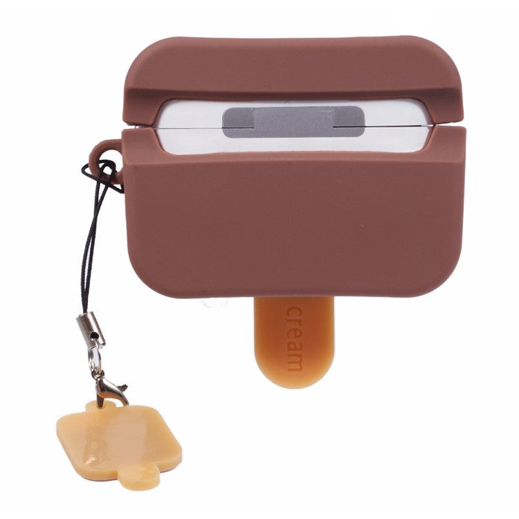 For Apple AirPods Pro Silicone Case Ice Cream Design Bluetooth Earphone Cover - Coffee
