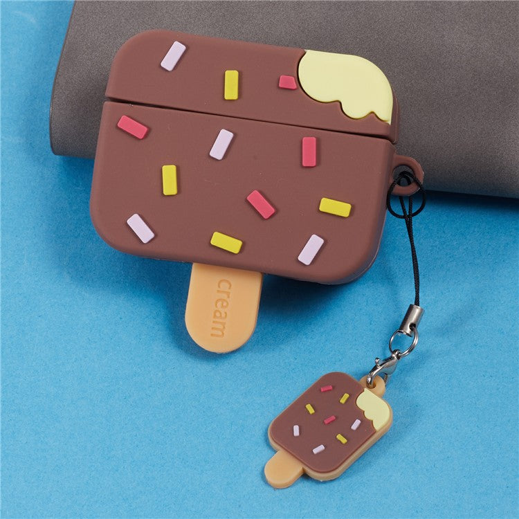 For Apple AirPods Pro Silicone Case Ice Cream Design Bluetooth Earphone Cover - Coffee