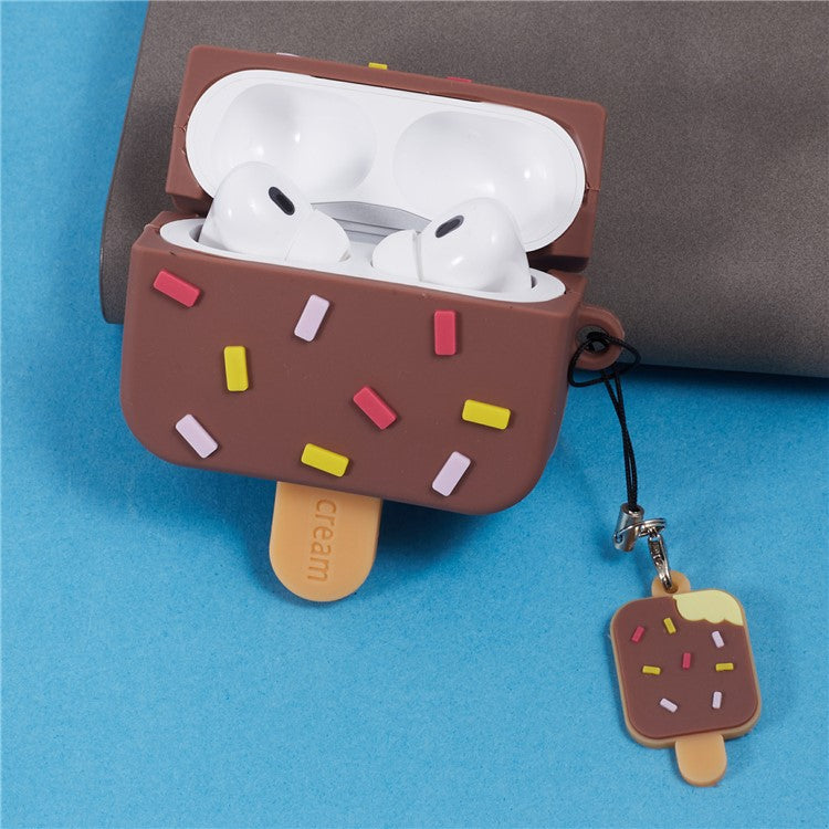 For Apple AirPods Pro Silicone Case Ice Cream Design Bluetooth Earphone Cover - Coffee