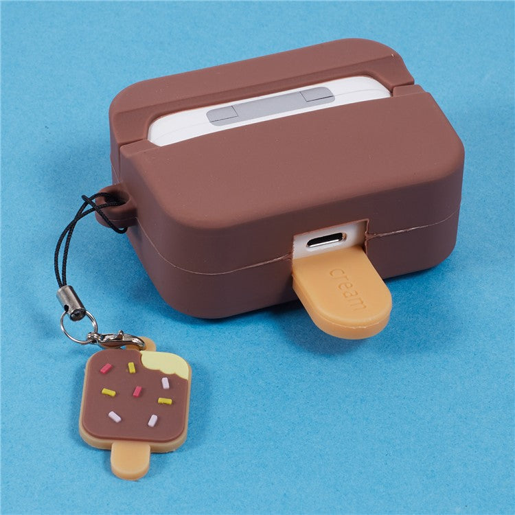 For Apple AirPods Pro Silicone Case Ice Cream Design Bluetooth Earphone Cover - Coffee
