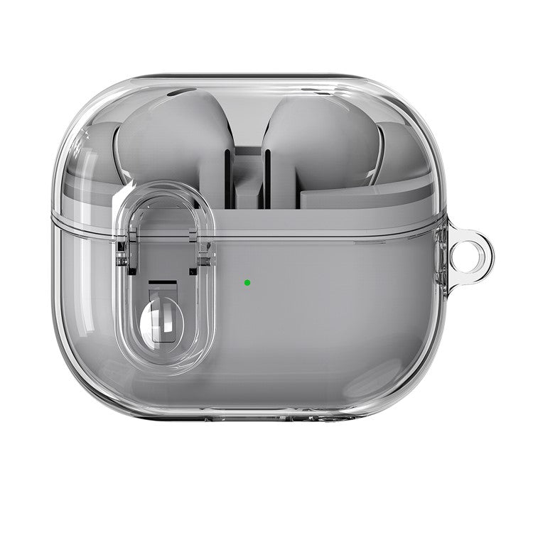 For Samsung Galaxy Buds3 / Buds3 Pro Pressing Buckle Earphone Protective Case Clear TPU+PC Cover - Transparent Grey