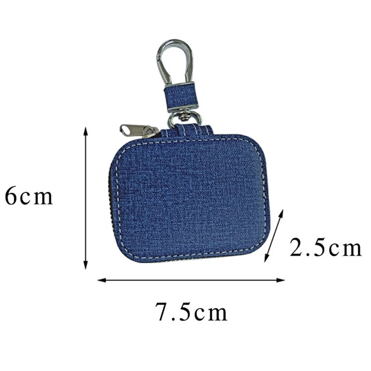 For Apple Series Earphone Case Portable PU Leather Small Zipper Pouch Cover Fabric-like Texture - Green