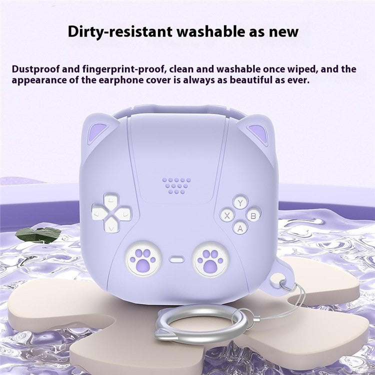 For Samsung Galaxy Buds Live / Buds Pro / Buds2 / Buds2 Pro / Buds FE Case Cute Cat Liquid Silicone Earphone Cover - Light Pink