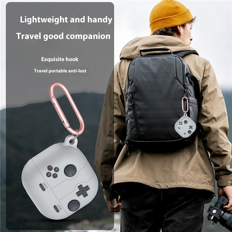 For Samsung Galaxy Buds Live / Buds Pro / Buds2 / Buds2 Pro / Buds FE Case Game Console Shape Earphones Silicone Shell with Carabiner - Green