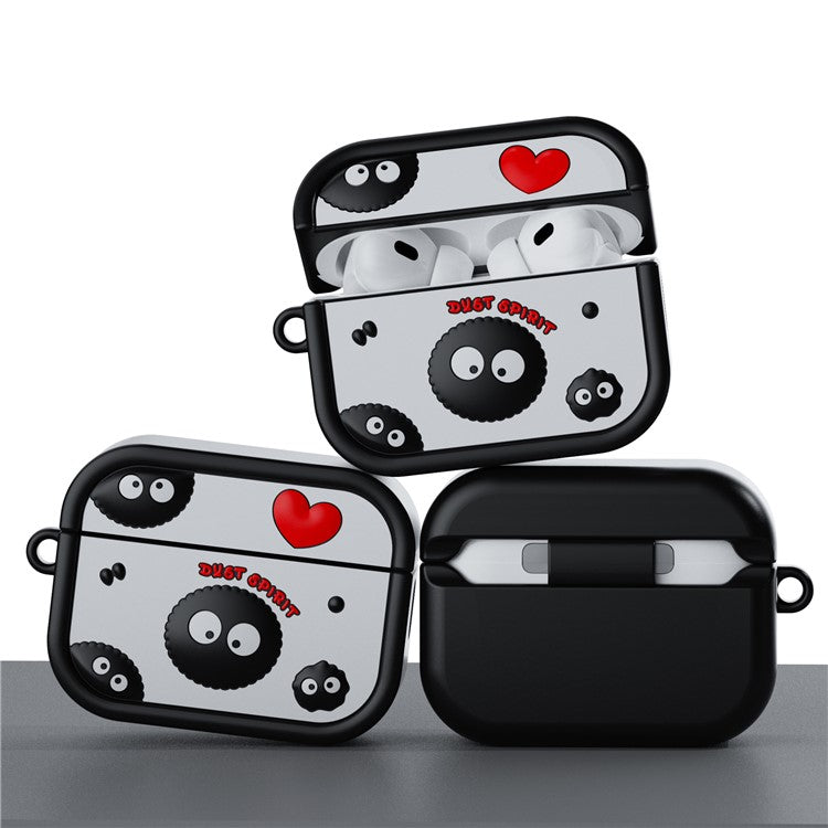 For AirPods Pro 2 Case Cartoon Briquette Silicone Protective Cover with Carabiner - Red / Black
