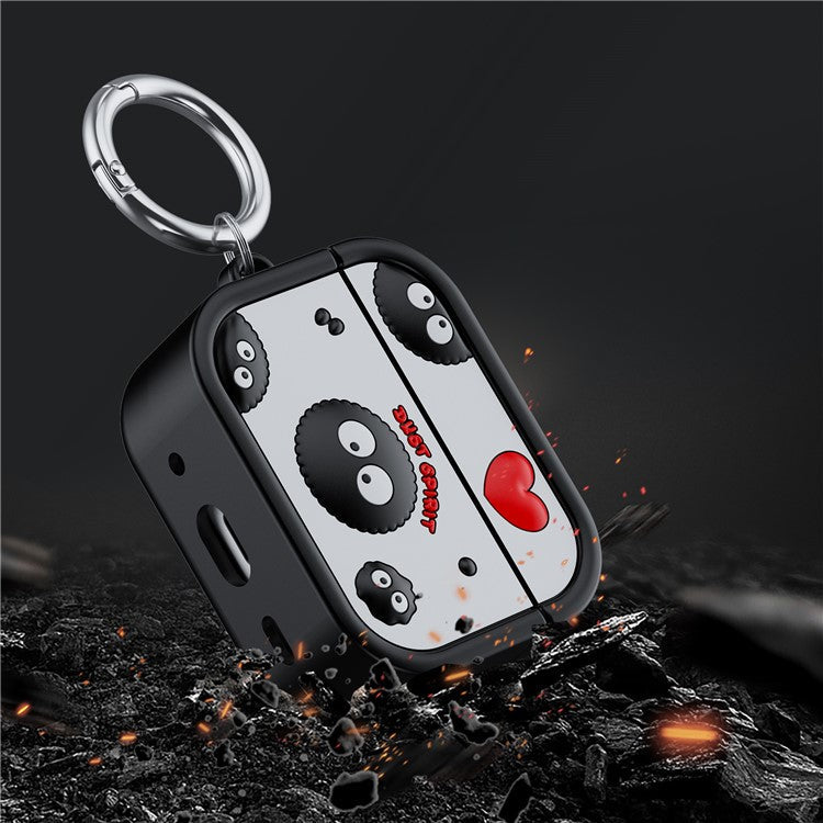 For AirPods Pro 2 Case Cartoon Briquette Silicone Protective Cover with Carabiner - Red / Black