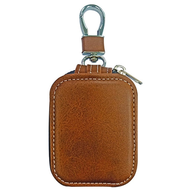 For Apple Series Earbud Storage Case Vertica PU Leather Skin-touch Earphones Carrying Bag, Size: L - Dark Brown