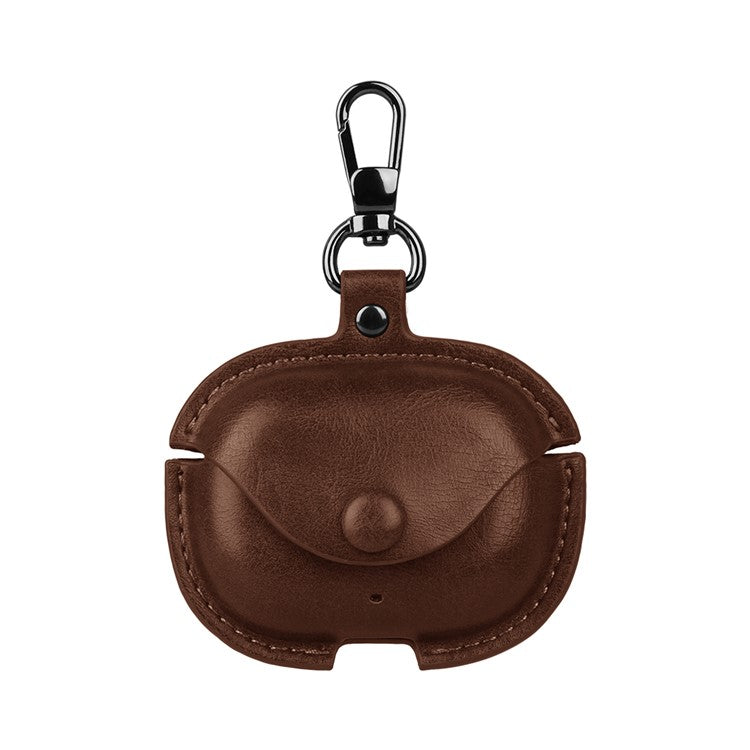 For Realme Buds T300 Charging Case Cover Leather+PC Earbuds Protective Case - Brown