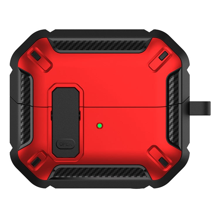 For Samsung Galaxy Buds3 / Galaxy Buds3 Pro TPU + PC Earphone Protective Case Earbud Charging Box Drop-Proof Cover with Carabiner - Red